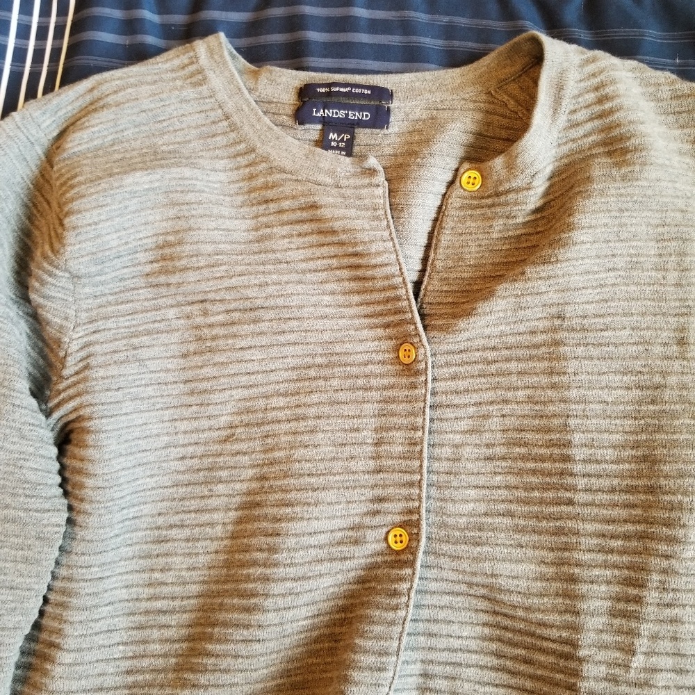 Lands End size med. Cardigan tan.